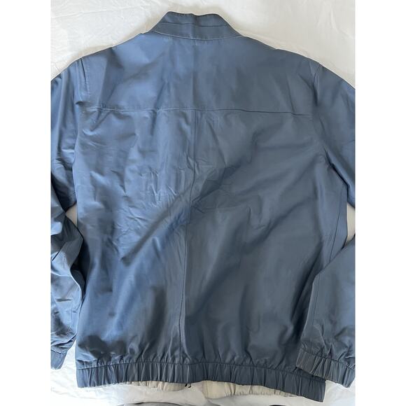 $6,950 MSRP Loro Piana Bomber Windleather Reversible Blue & Ivory Size 52 IT - Picture 9 of 14